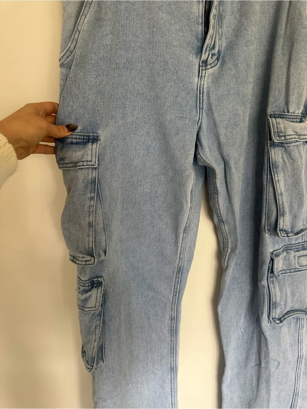 PacSun Baggy Cargo Jeans Light Wash 34x32 Wide Leg Utility Denim